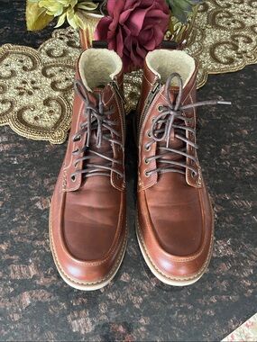Call It Spring Men's Chestnut Brown Lace-Up Shearling-Lined Boots SZ 10
